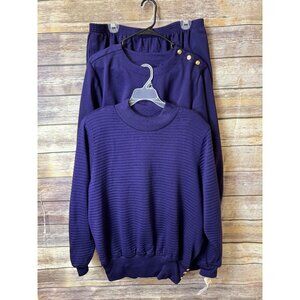 Vintage Alfred Dunner 3 Piece Sweater Shirt Pants Set size 42 22W Purple Sweatsh